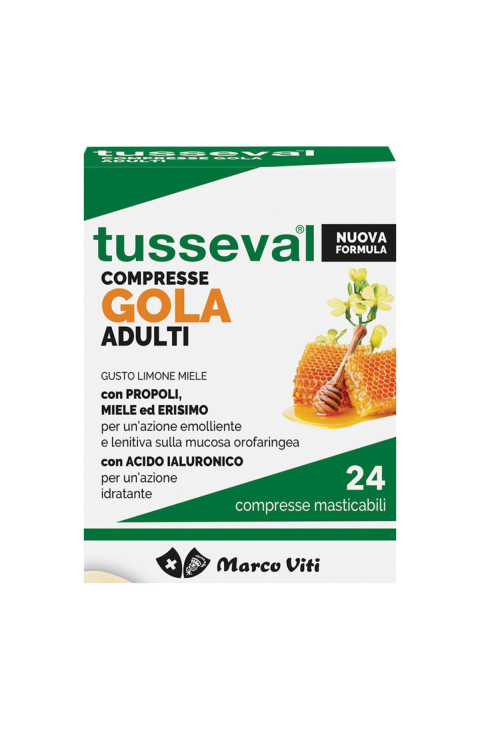 Tusseval Gola Adulti Integratore Alimentare, 24 Compresse Masticabili