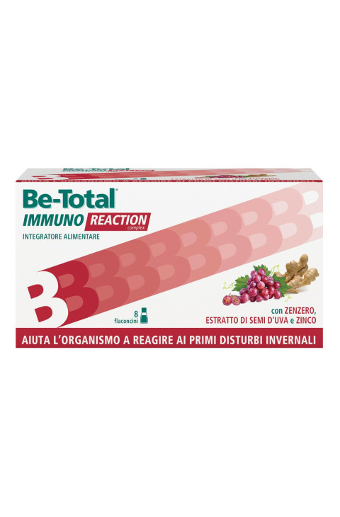 Be-Total Immuno Reaction Integratore Difese Immunitarie Vitamina C, 8 Flaconcini