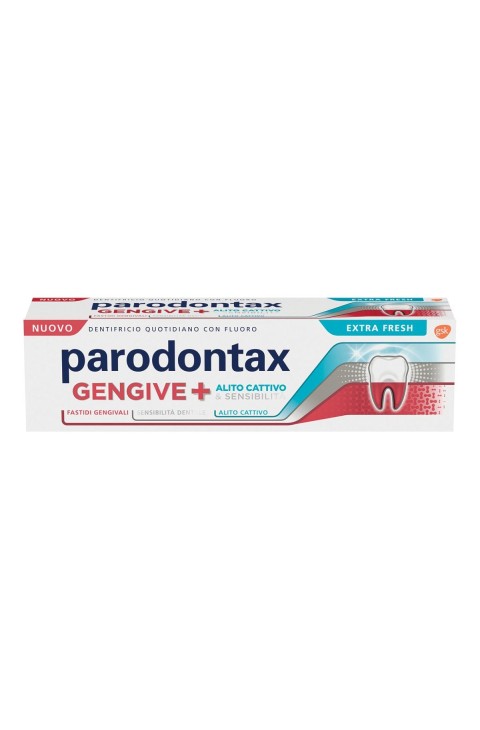 Parodontax Gengive+ Dentifricio Denti Sensibili Alito Cattivo Extra Fresh, 75ml