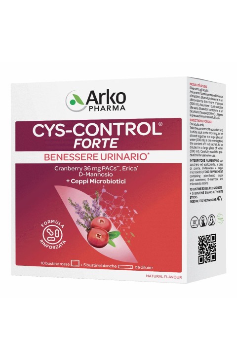 Arkopharma Cys-Control Forte Plus con Probiotici Benessere Urinario,10+5 Bustine