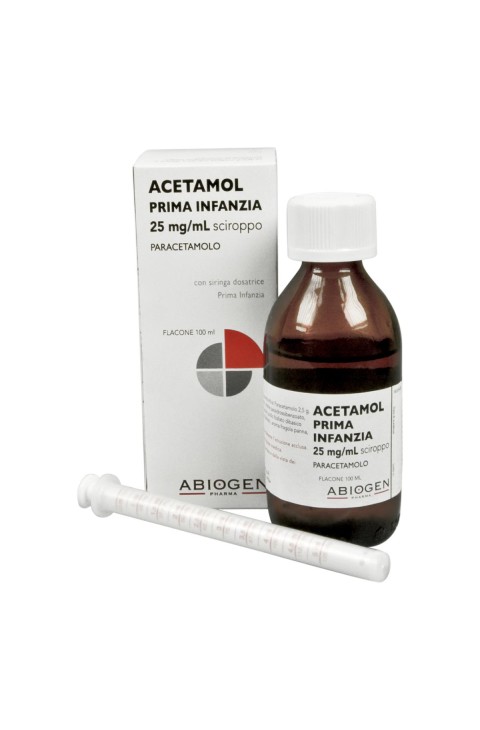 Acetamol Prima Infanzia 25mg/ml Paracetamolo Sciroppo Febbre e Dolore, 100ml