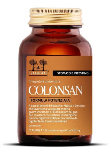 Salugea Colonsan Colonsan Formula Potenziata Integratore Eliminazione dei Gas e Digestione, 60 Capsule Vegetali
