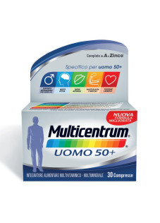 Multicentrum Uomo 50+ Integratore Vitamine Minerali Vitamina C B6 Zinco, 30 Cpr