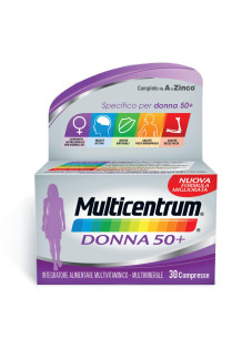 Multicentrum Donna 50+ Integratore Multivitaminico Minerale Calcio Ferro, 30 Cpr