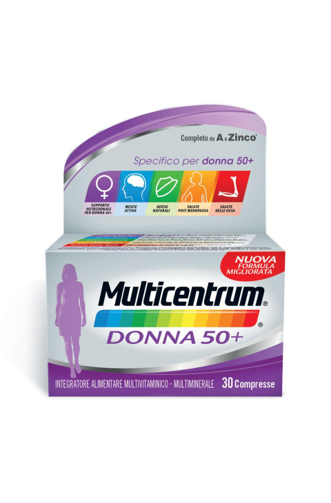 Multicentrum Donna 50+ Integratore Multivitaminico Minerale Calcio Ferro, 30 Cpr