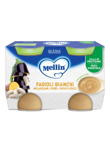 Mellin Omogeneizzato Fagioli Bianchi e Melanzane 2x130g