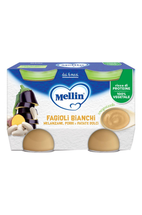 Mellin Omogeneizzato Fagioli Bianchi e Melanzane 2x130g