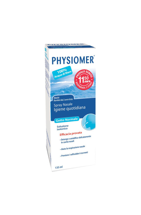 Physiomer Spray Nasale Getto Normale Siero di Mare Detersione Quotidiana, 135ml