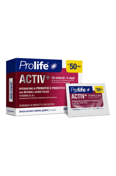 Prolife Active+ 50+ anni Integratore Alimentare di Probiotici, 10 bustine