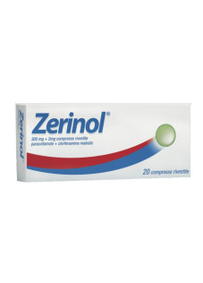 Zerinol 300mg Paracetamolo + 2mg Clorfenamina Maleato Influenza e Raffreddore, 20 Compresse Rivestite