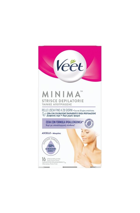 Veet Minima - Strisce Depilatorie Ascelle Ipoallergeniche, 16 Strisce