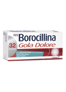 Neoborocillina Gola Dolore Pastiglie Flurbiprofene Senza Zucchero Gusto Menta Azione Rapida, 32 Pastiglie