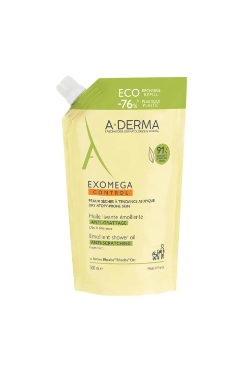 A-Derma Exomega Control - Olio Lavante Emolliente Refill Eco Ricarica, 500ml
