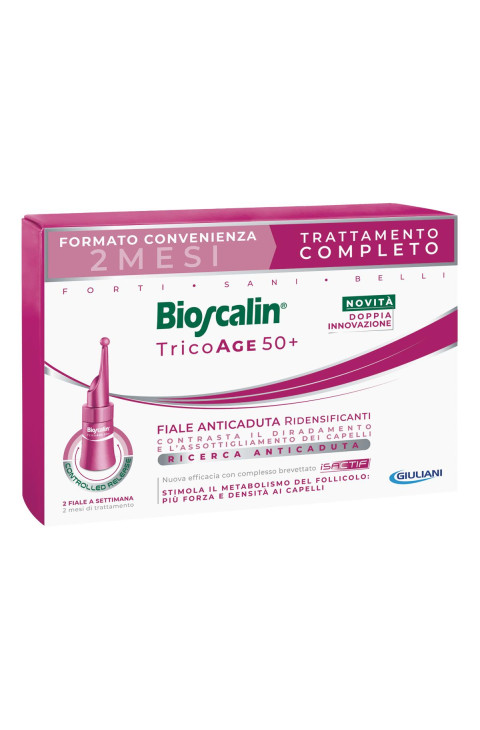 Bioscalin Tricoage 50+ - Fiale Capelli Anticaduta Ridensificanti Donna, 16 fiale