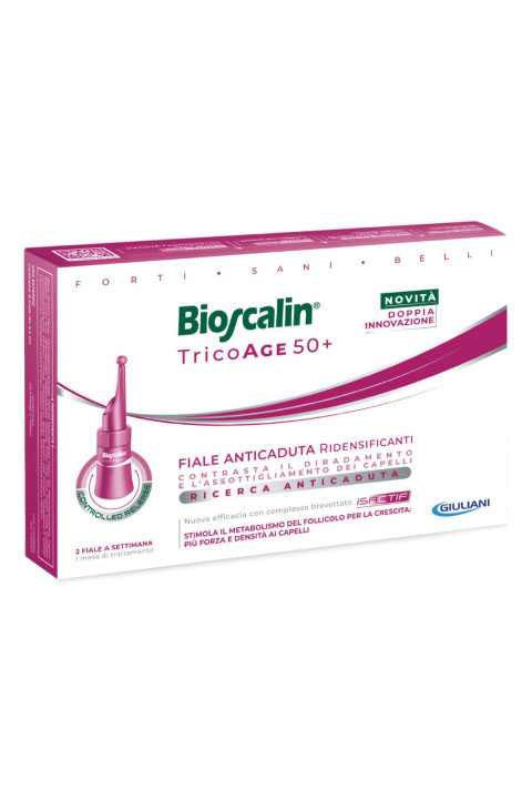 Bioscalin Tricoage 50+ - Fiale Capelli Anticaduta Ridensificanti Donna, 8 fiale