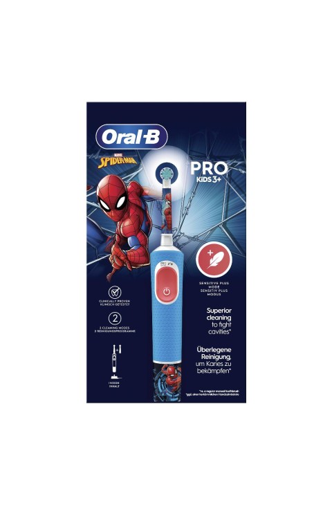 Oral-B PRO Kids 3+ Spazzolino Elettrico Ricaricabile Marvel Spider-Man 2 Testine