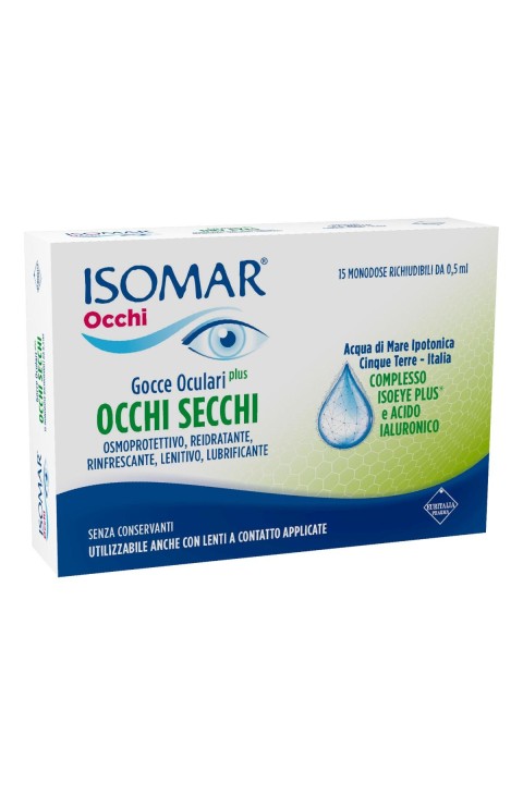 Isomar Occhi Plus - Gocce Oculari per Occhi Secchi, 15 flaconcini