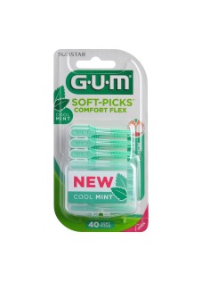 GUM Scovolino Soft-Picks Comfort Flex Punta Media Cool Mint, 40 scovolini