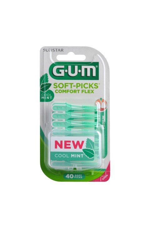 GUM Scovolino Soft-Picks Comfort Flex Punta Media Cool Mint, 40 scovolini