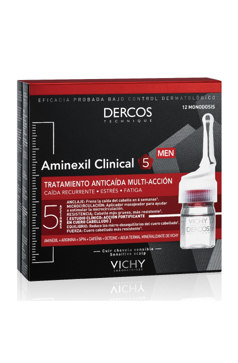 Vichy Dercos - Aminexil Trattamento Anticaduta Uomo, 12 Fiale x 6ml
