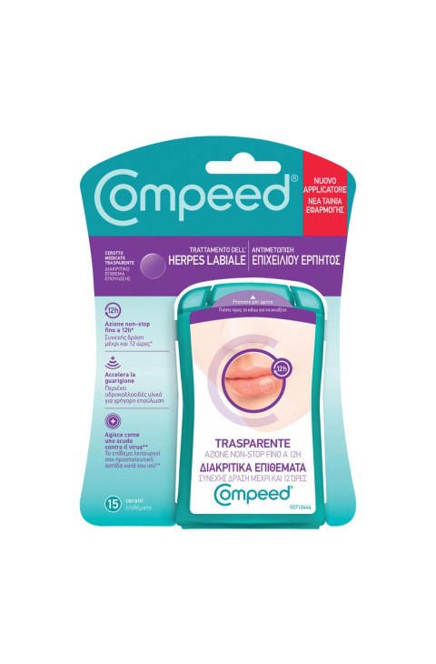 Compeed Trattamento dei sintomi dell'herpes Cerottini trasparenti, 15 pezzi
