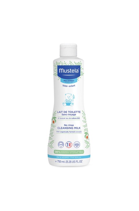 Mustela Latte di Toilette Bambini Detergente Emolliente Senza Risciacquo, 750ml