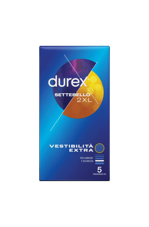 Durex Settebello - 2XL Profilattico Vestibilità Ultra, 5 preservativi