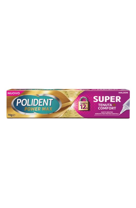 Polident Power Max Super Tenuta+Comfort Adesivo Protesi Dentale, 70g