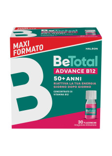 Be-Total Advance B12 Integratore di Vitamina B12 50 Anni+, 30 Flaconcini