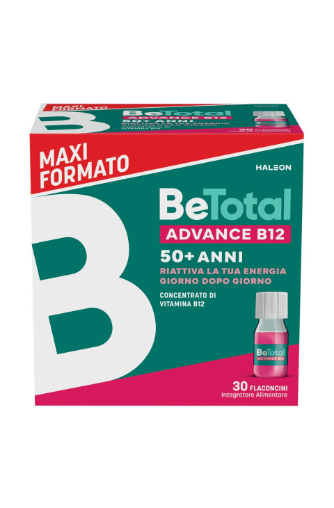 Be-Total Advance B12 Integratore di Vitamina B12 50 Anni+, 30 Flaconcini