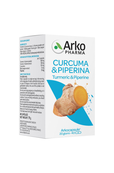 Arkopharma Arkocapsule - Curcuma + Piperina Bio Integratore, 40 Capsule
Arkopharma Arkocapsule - Curcuma + Piperina Bio Integratore, 40 Capsule