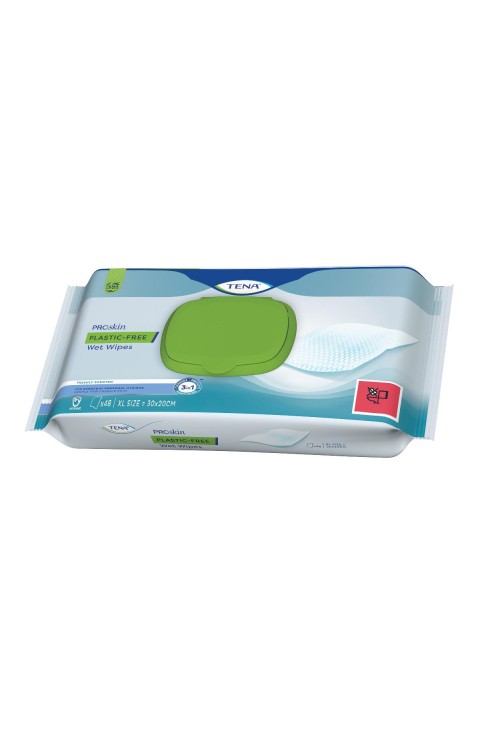 TENA WET WIPES PLASTIC FREE48P