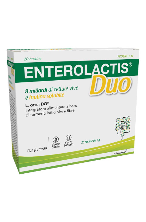 Enterolactis Duo Integratore di Fermenti Lattici Vivi con Inulina, 10 Bustine