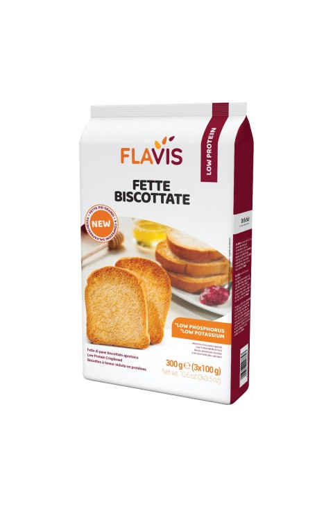 Flavis Fette Biscottate Aproteiche Ricche di Fibre Povere di Sodio, 300g