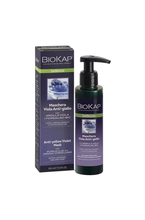 BioKap Bellezza - Maschera Viola Antigiallo Ravvivante per Capelli Biondi Bianchi o con Schiariture, 150ml