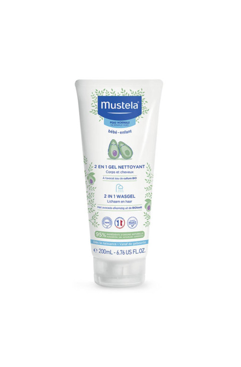 Mustela 2 In 1 Gel Detergente Corpo e Capelli Bambini Protegge Idrata, 200ml Mustela 2 In 1 Gel Detergente Corpo e Capelli Bambini Protegge Idrata, 200ml