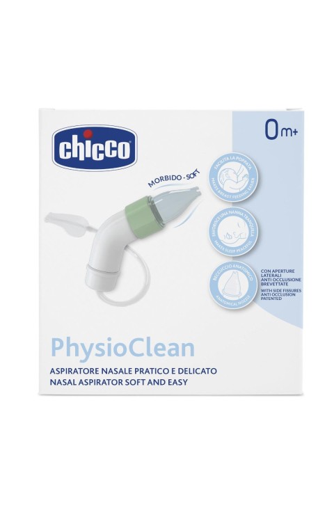 Chicco PhysioClean - Aspiratore Nasale 0M+, 1 Kit Aspiratore con 3 Beccucci
