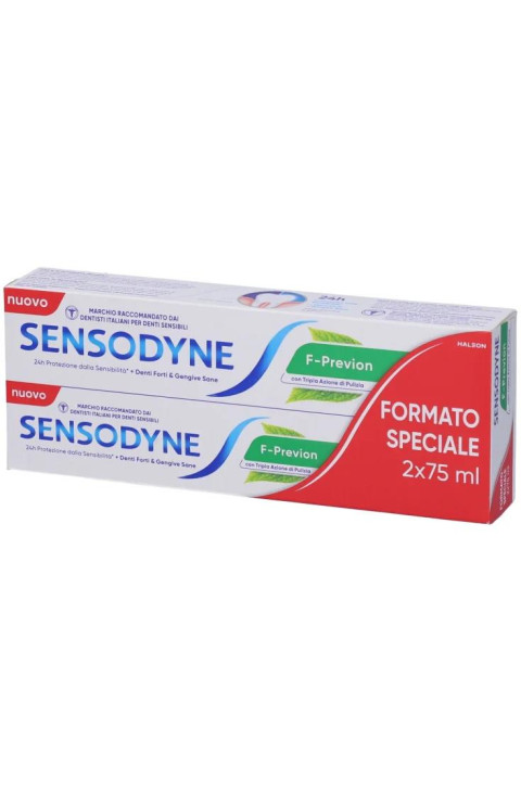 Sensodyne F-previon denti forti e gengive sane con tripla azione pulizia 2 x 75ml