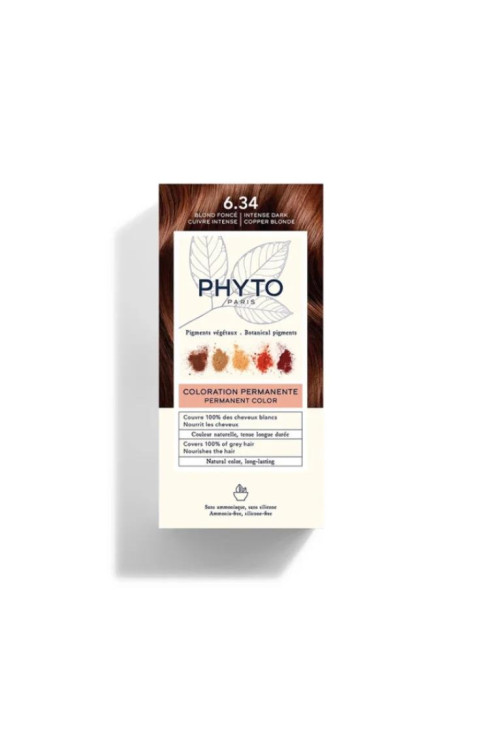 Phyto PhytoColor - Colorazione Permanente Colore 6.34 Biondo Scuro Ramato, 1 Kit