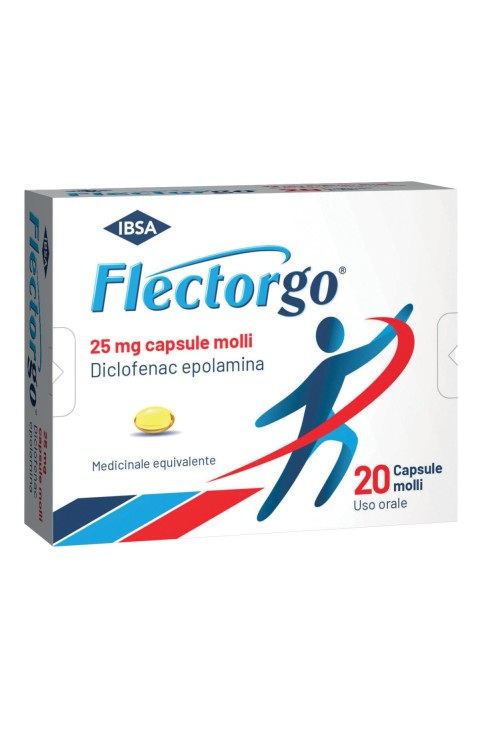 IBSA Flectorgo 25mg Diclofenac Epolamina Antidolorifico, 20 Capsule Molli
IBSA Flectorgo 25mg Diclofenac Epolamina Antidolorifico, 20 Capsule Molli
