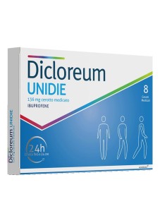 Dicloreum Unidie Ibuprofene 136 mg Dolore e Infiammazione Azione 24H, 8 Cerotti