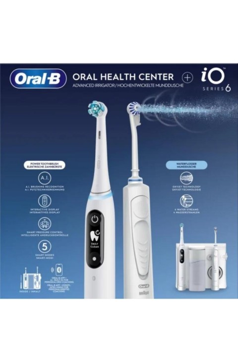 Oral-B Idropulsore + Spazzolino Elettrico iO6 con Testine di Ricambio