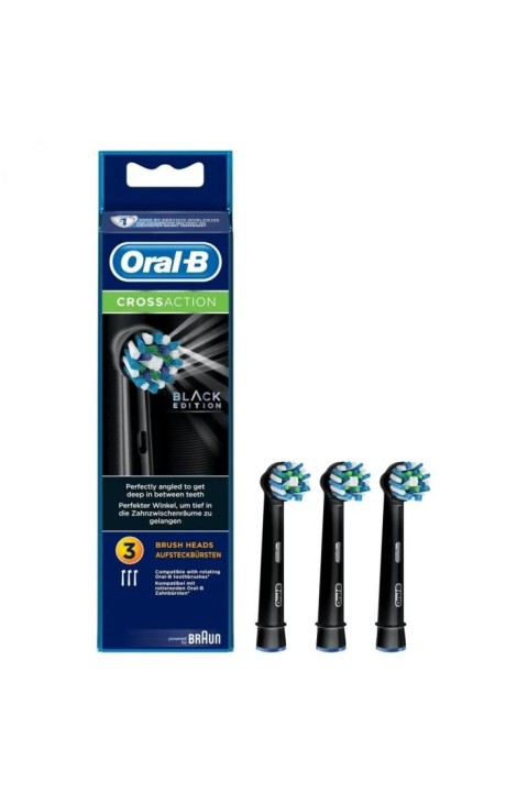 Oral-B Pro Cross Action Black Testine di Ricambio, 3 Testine