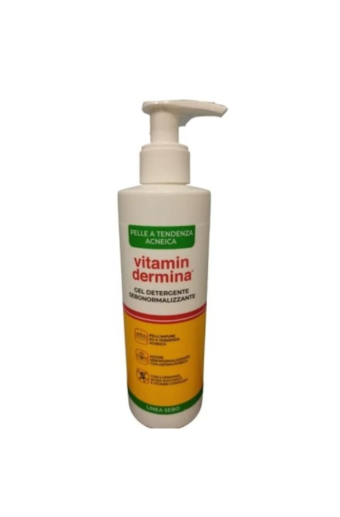 Vitamindermina Sebo - Gel Detergente Sebonormalizzante per Pelle a Tendenza Acneica, 240ml