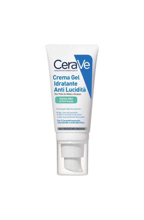 CeraVe Crema Gel Idratante Viso Anti Lucidità per Pelli da Miste a Grasse, 52ml
