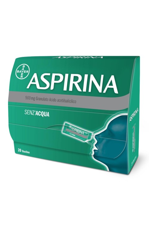 Aspirina in Granuli Senza Acqua Antidolorifico e Antinfiammatorio per Mal di Testa, 20 Bustine

