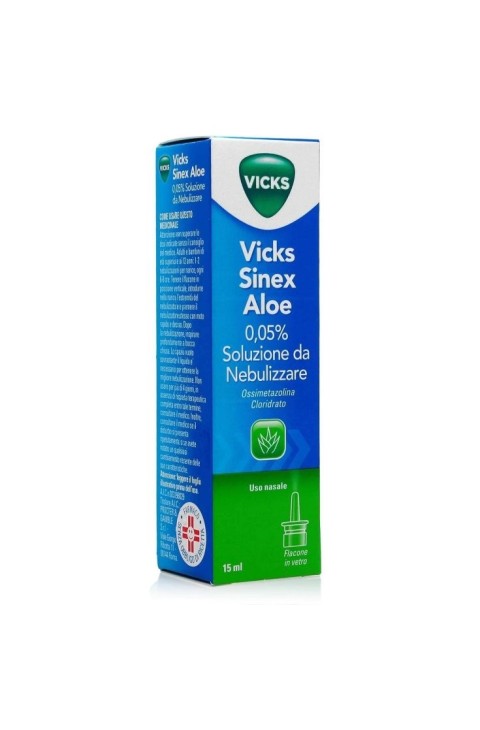 Vicks Sinex Aloe Spray Nasale per Naso Chiuso con Aloe Vera, Flacone da 15ml