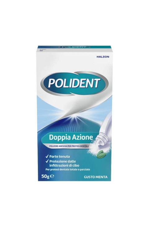 Polident Polvere Adesivo per Protesi Dentale Tenuta Giornaliera Gusto Menta, 50g
