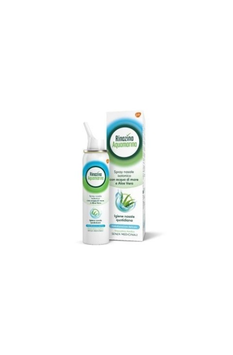 Rinazina Aquamarina Spray Nasale Isotonico Delicato Lavaggio Nasale Acqua di Mare e Aloe Vera 100 ml