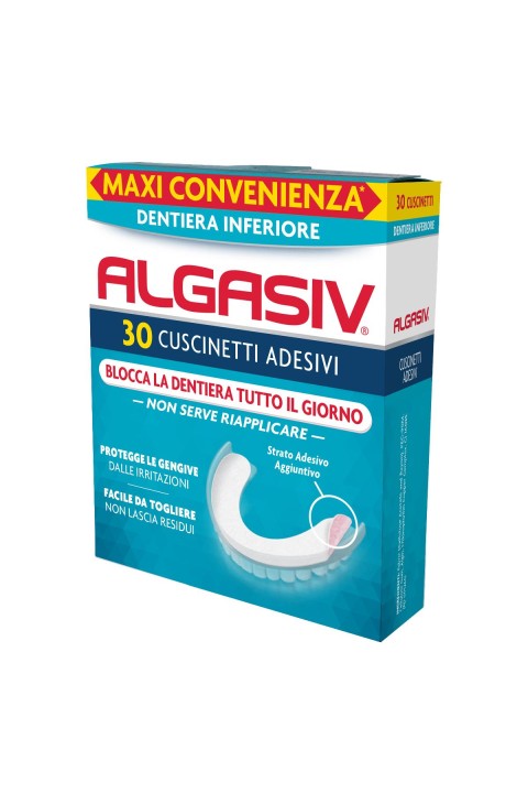 Algasiv Adesivo Per Protesi Dentaria Inferiore, 30 Adesivi